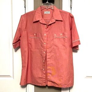 CHRISTIAN DIOR Vintage Mens Boxy Button Down Pink/red Short Sleeve